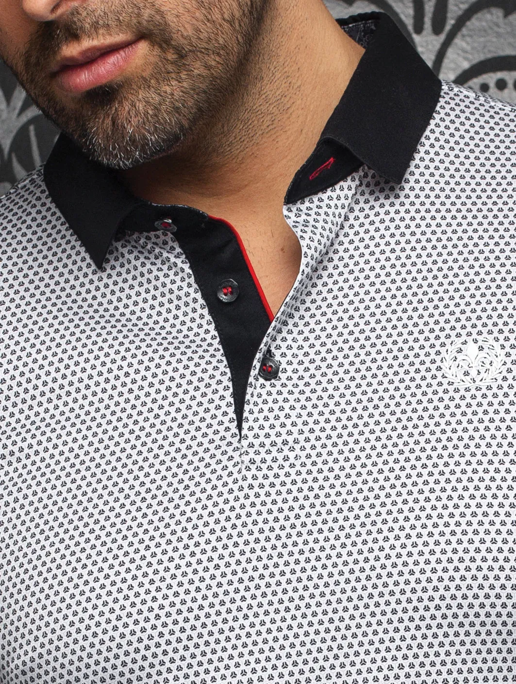AU NOIR POLO SHIRT- SYROS WHITE/BLACK sold by Esco Clothiers product image thumbnail 2