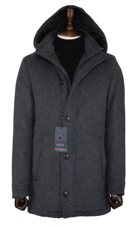 ZIVER HOODED WINTER COAT- CHARCOAL sold by Esco Clothiers