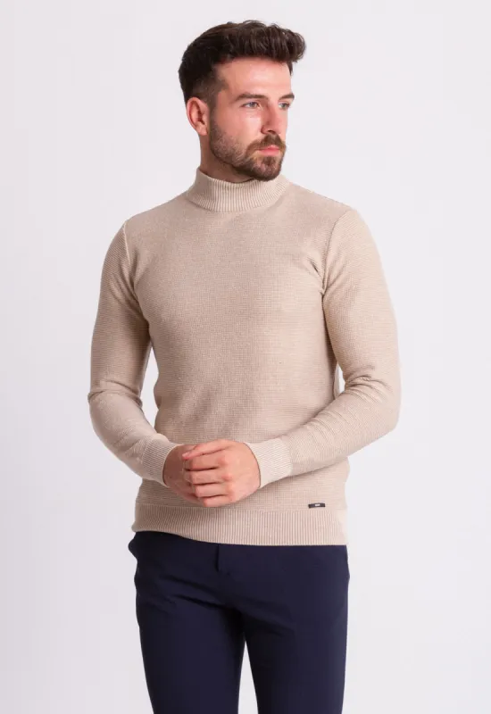 MCR MEN'S MOCK NECK SWEATER- BEIGE sold by Esco Clothiers