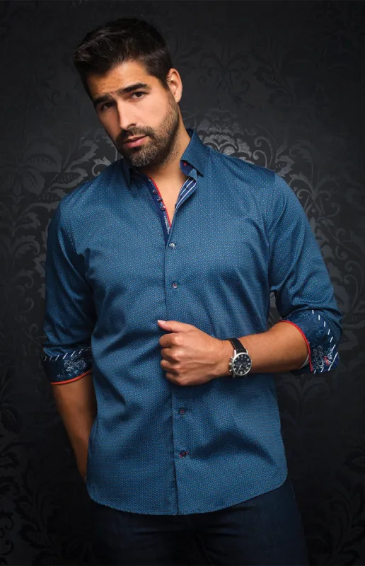 AU NOIR SHIRT | KNOX, Navy sold by Esco Clothiers