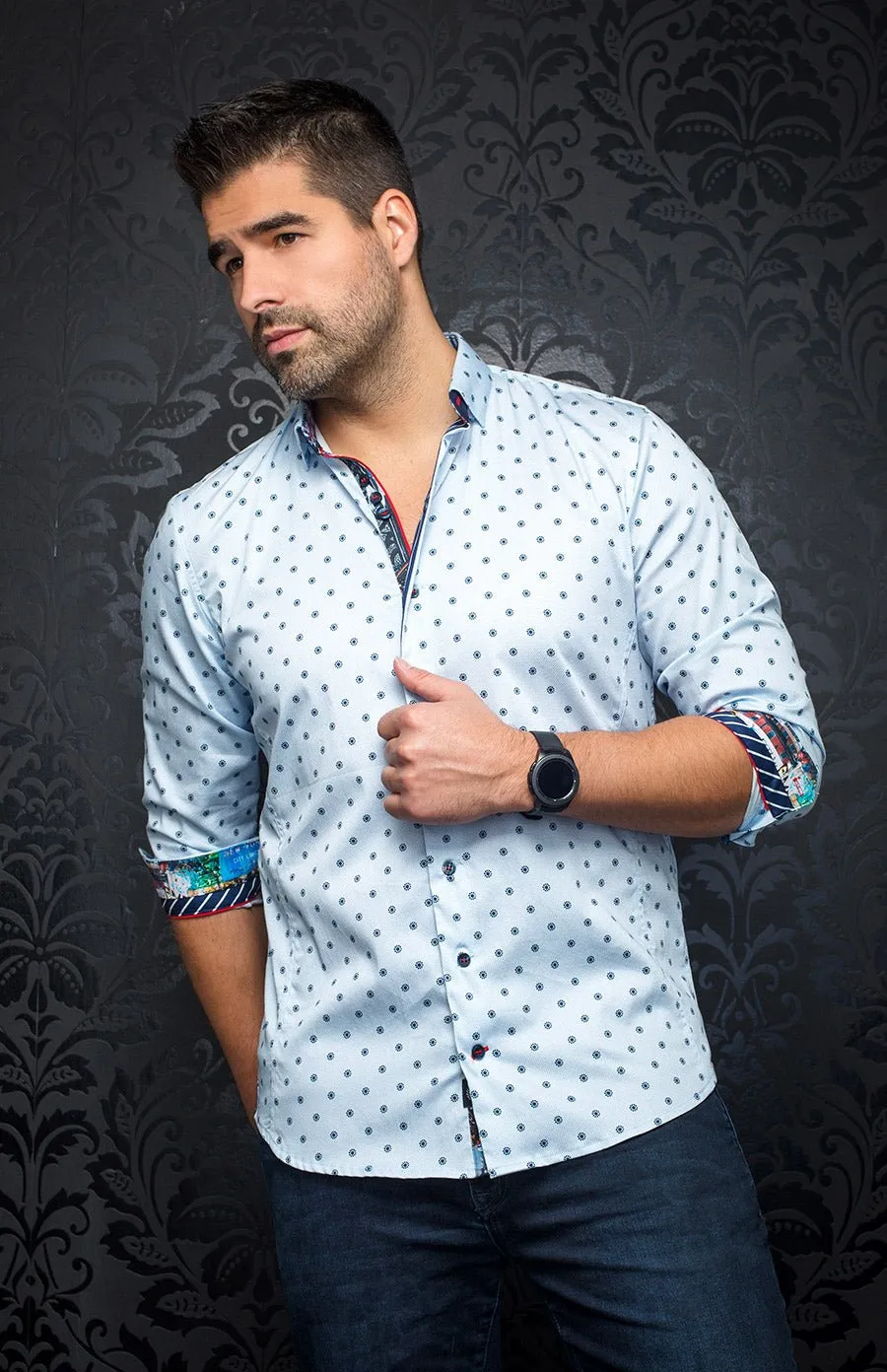 AU NOIR SHIRT - NEUMANN, Light blue sold by Esco Clothiers