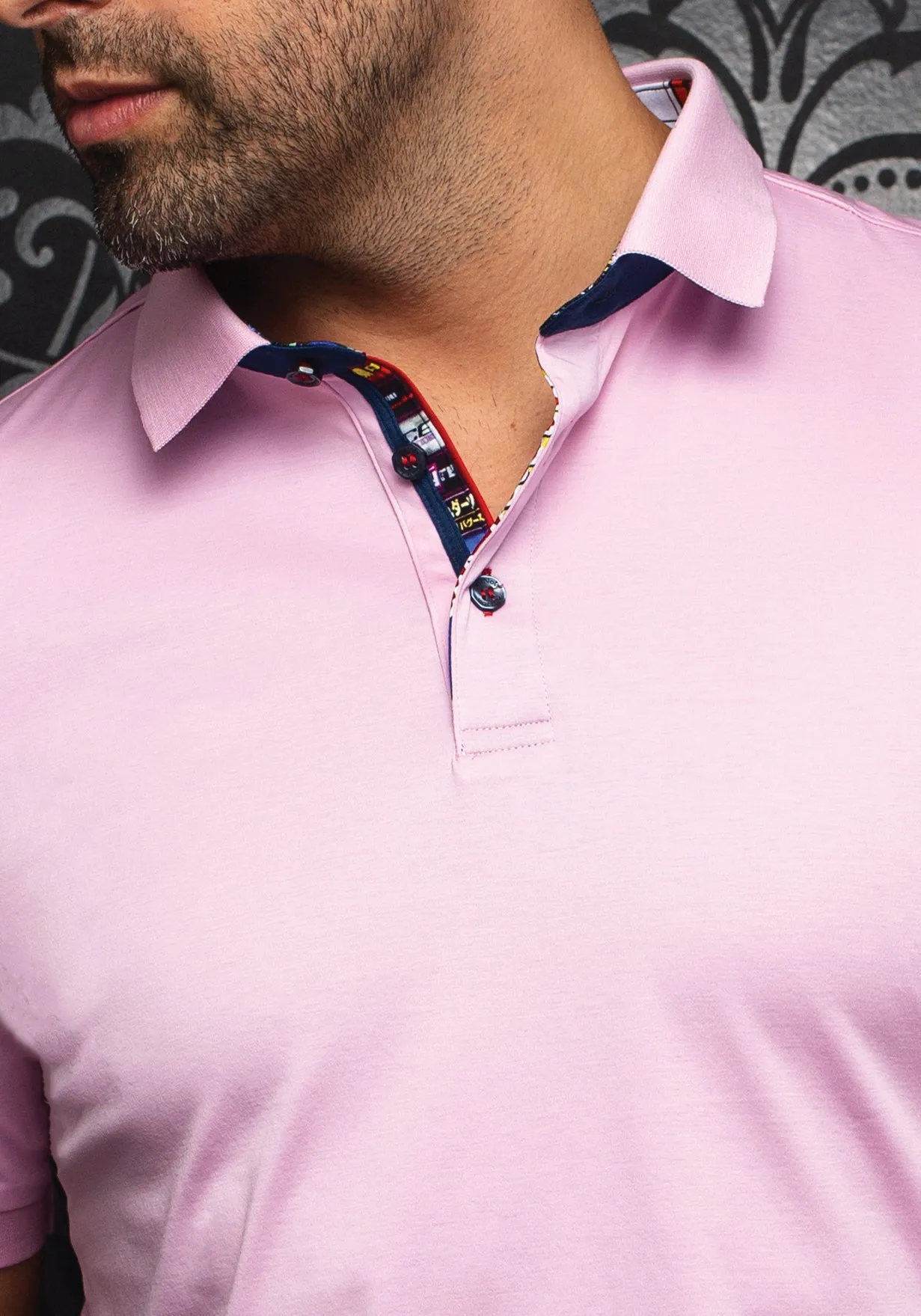 AU NOIR POLO SHIRT- EAGLE Pink sold by Esco Clothiers product image thumbnail 2