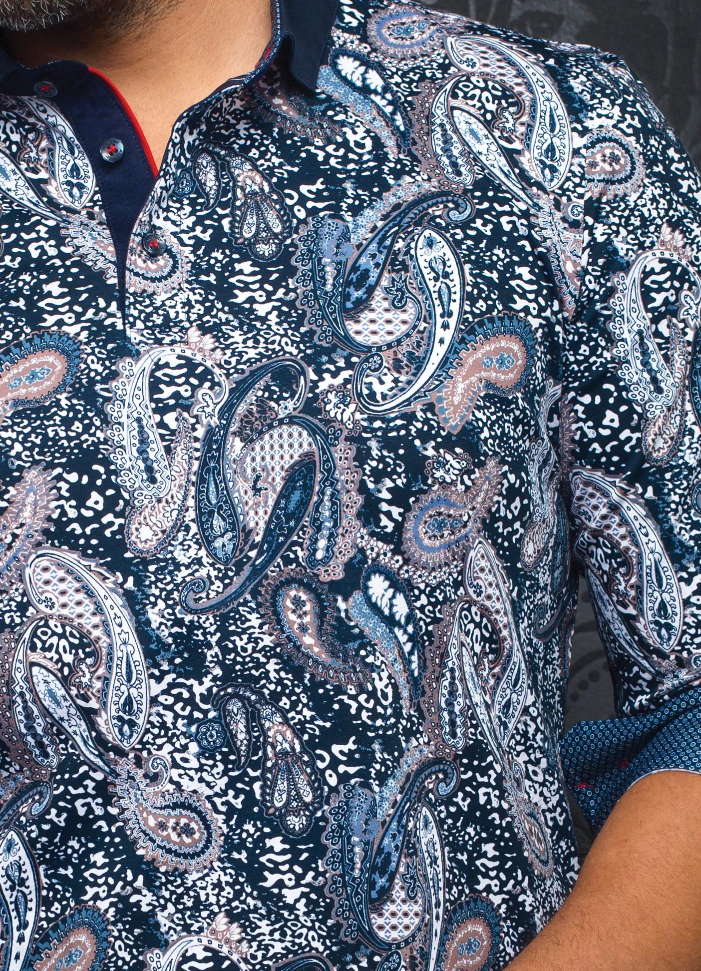 AU NOIR LONG SLEEVE POLO- AHMOSIS sold by Esco Clothiers product image thumbnail 2