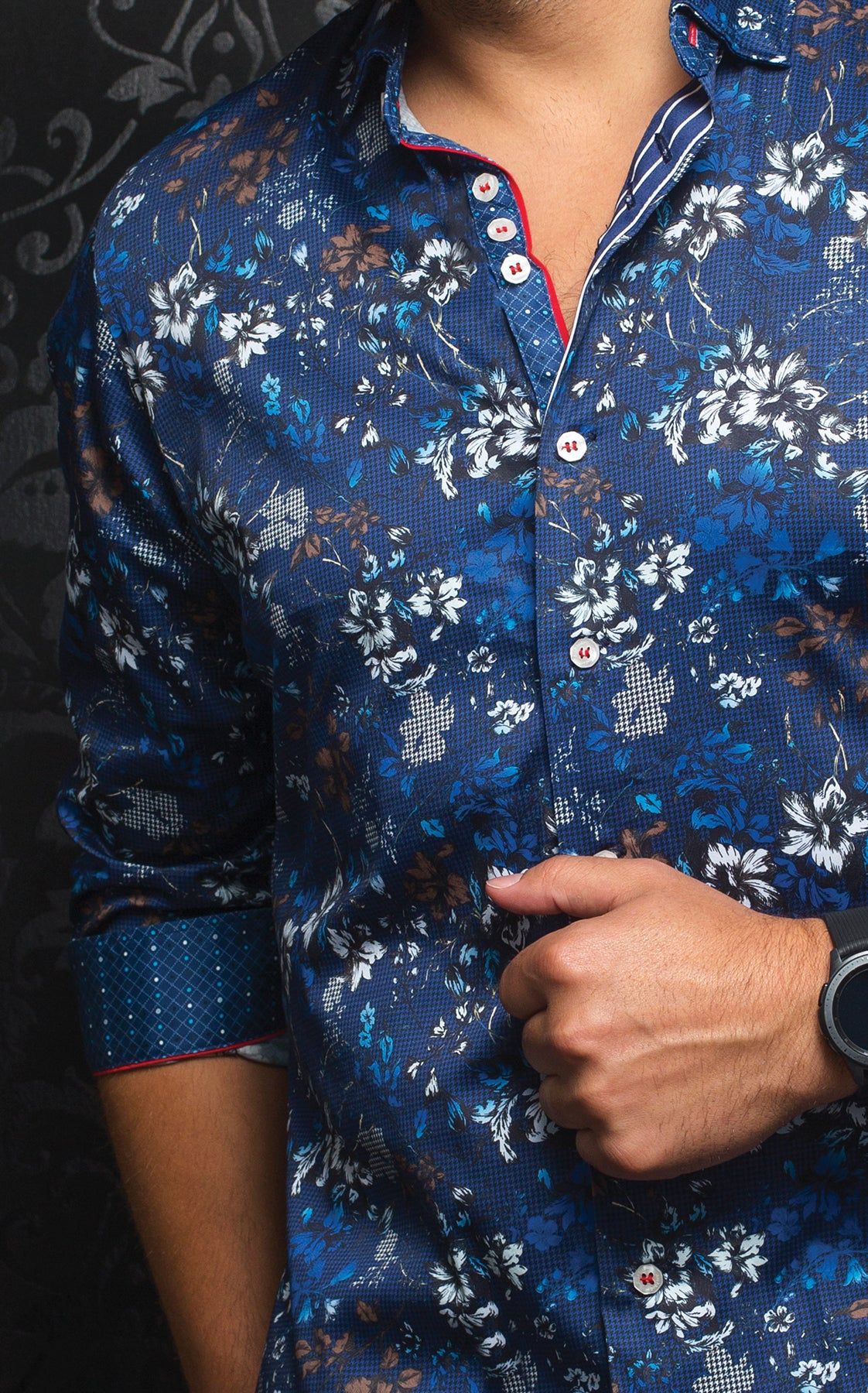 AU NOIR SHIRT- GARNETT NAVY-BROWN sold by Esco Clothiers product image thumbnail 2