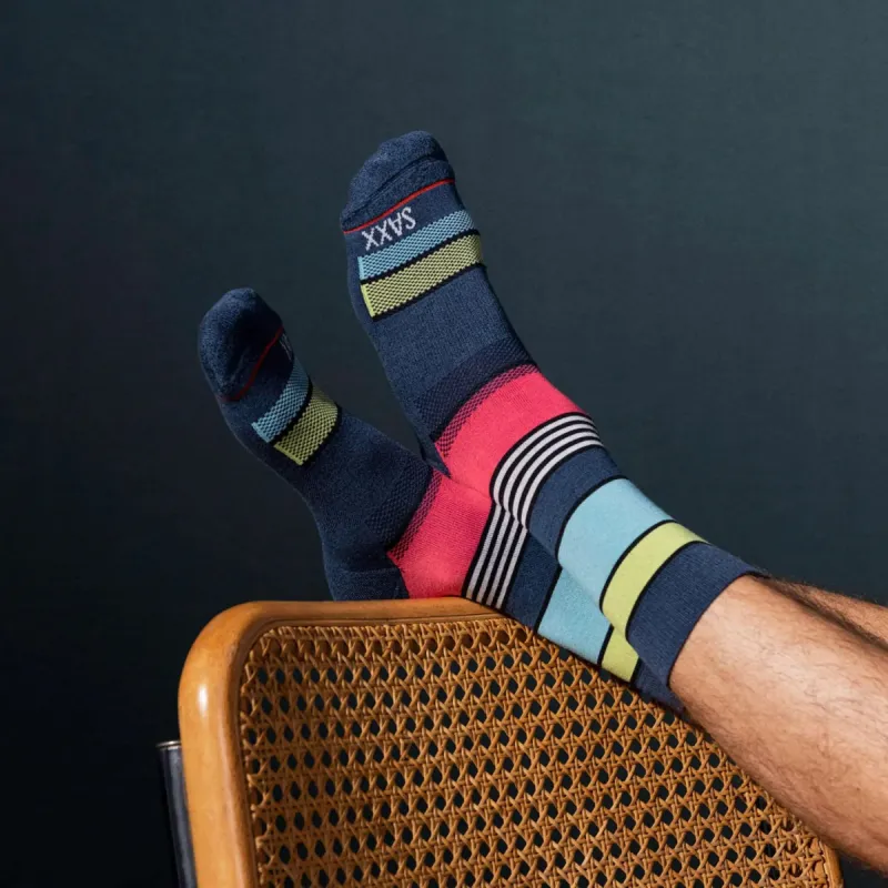 SAXX CREW SOCKS- SUPER STRIPE BRIGHT MULTI sold by Esco Clothiers