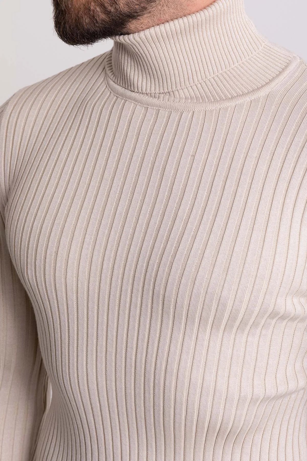 MCR MEN'S RIB TURTLENECK SWEATER- BEIGE sold by Esco Clothiers product image thumbnail 2