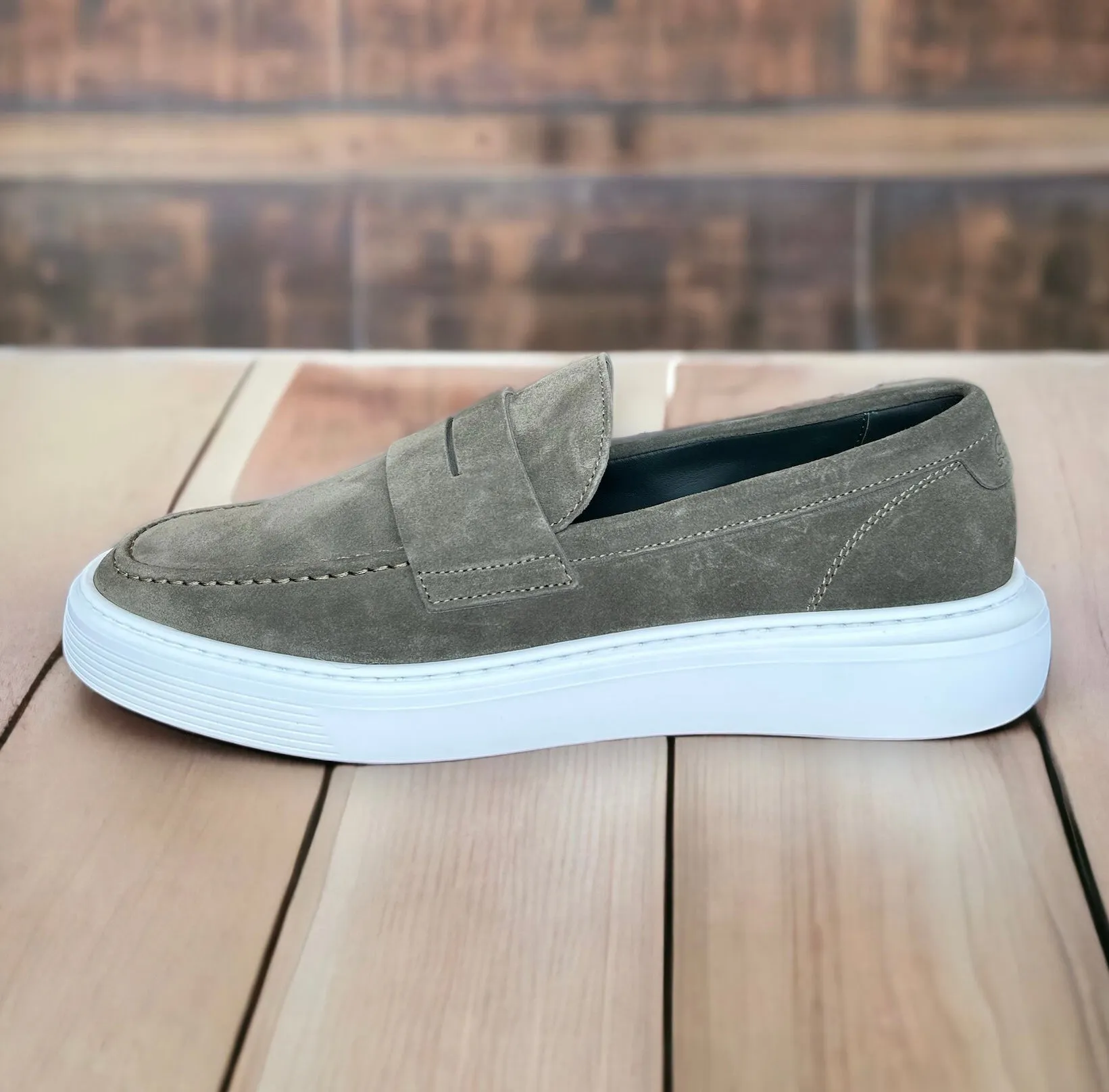 Good Man Brand London Olive Suede Loafer - Handcrafted in Italy sold by Esco Clothiers product image thumbnail 2