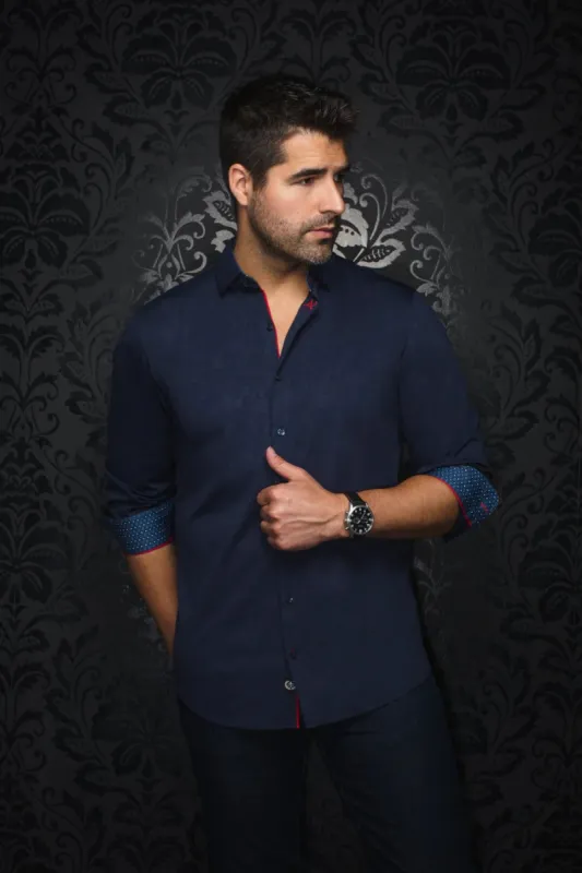AU NOIR SHIRT- DUNN NAVY sold by Esco Clothiers