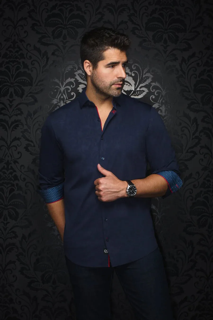 AU NOIR SHIRT- DUNN NAVY sold by Esco Clothiers