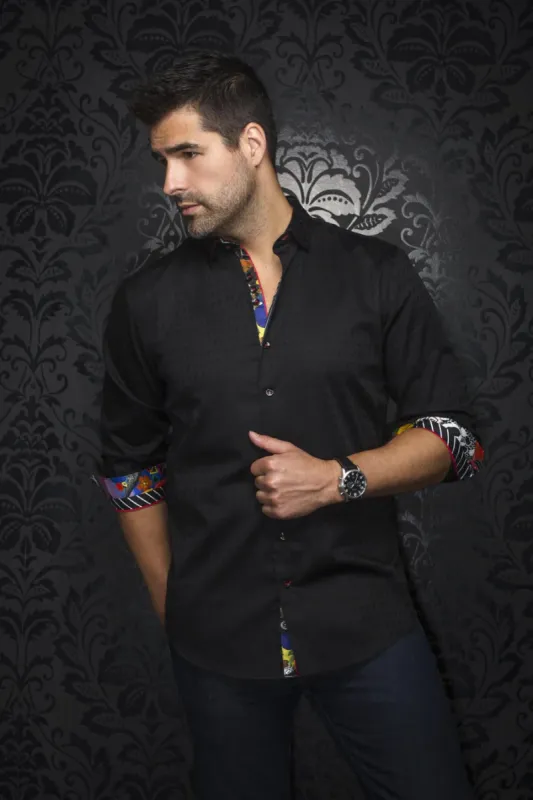 AU NOIR SHIRT- WOLVERIN JACQUARD BLACK sold by Esco Clothiers
