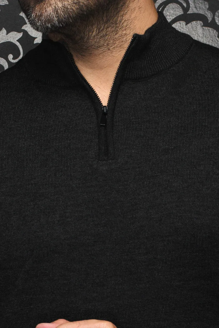 AU NOIR 1/4 ZIP SWEATER- MESTA BLACK sold by Esco Clothiers product image thumbnail 2