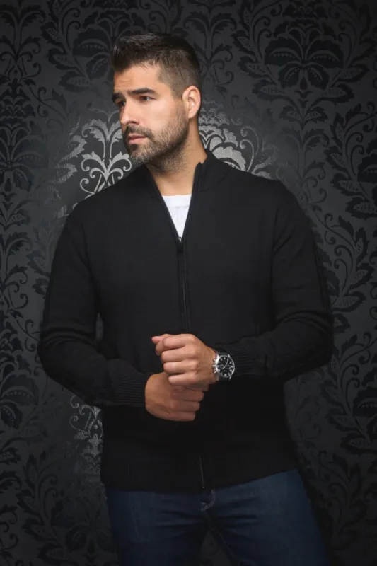 AU NOIR ZIP SWEATER- ESTEBAN BLACK sold by Esco Clothiers