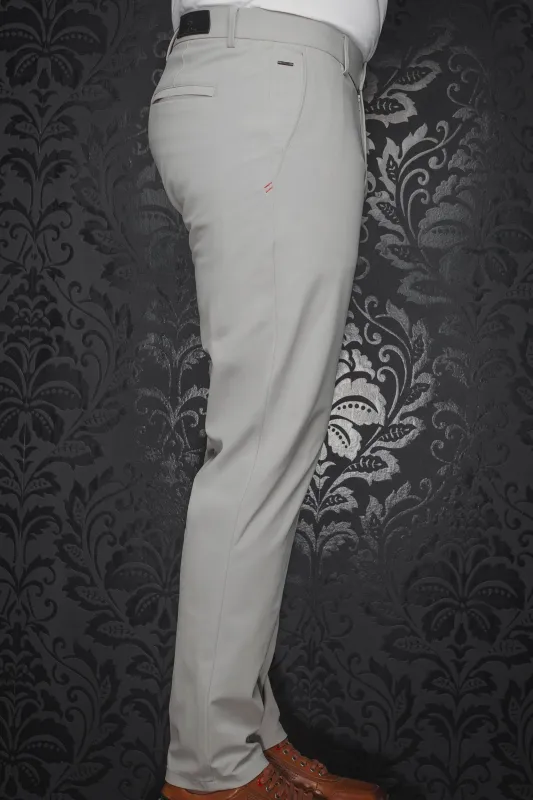 AU NOIR STRETCH PANTS- CARRERA-LIMAO Silver sold by Esco Clothiers