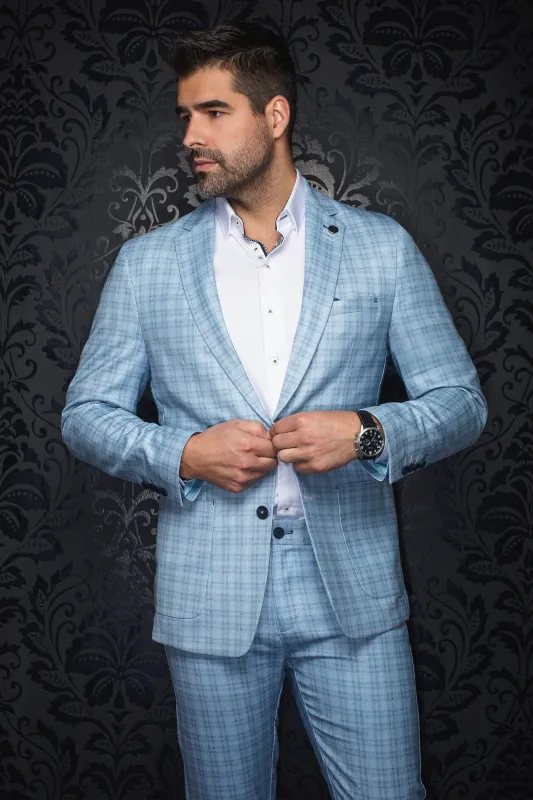 AU NOIR BLAZER- HANKS Lt. Blue sold by Esco Clothiers
