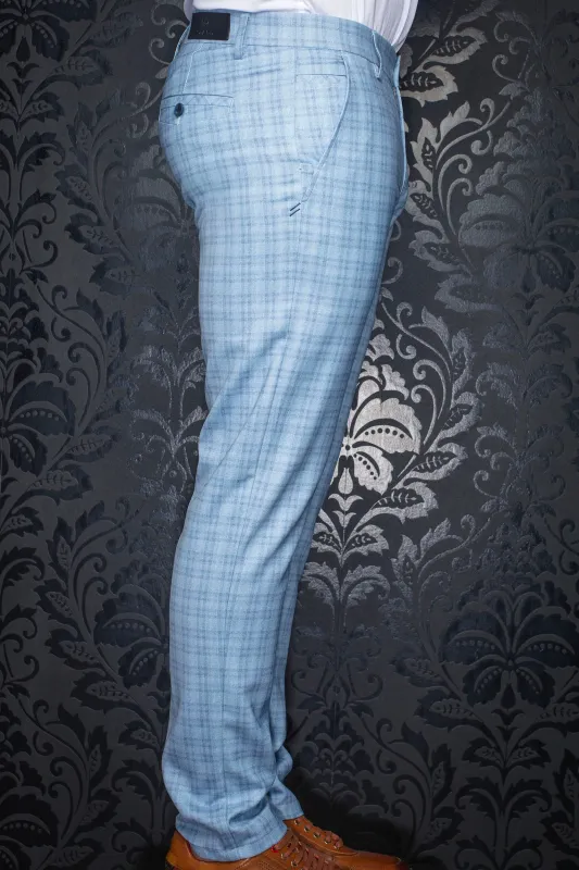 AU NOIR LUXURY STRETCH PANT- HANKS-WESSON Lt. Blue sold by Esco Clothiers