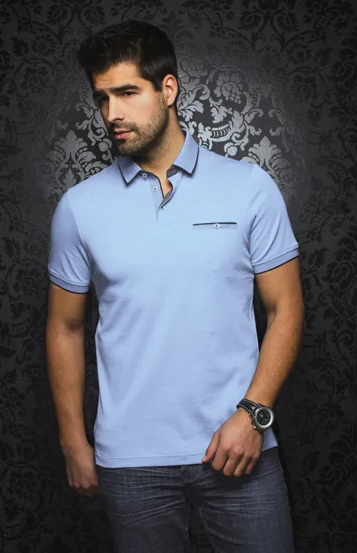 AU NOIR POLO SHIRT- MERCURY Lt. Blue sold by Esco Clothiers