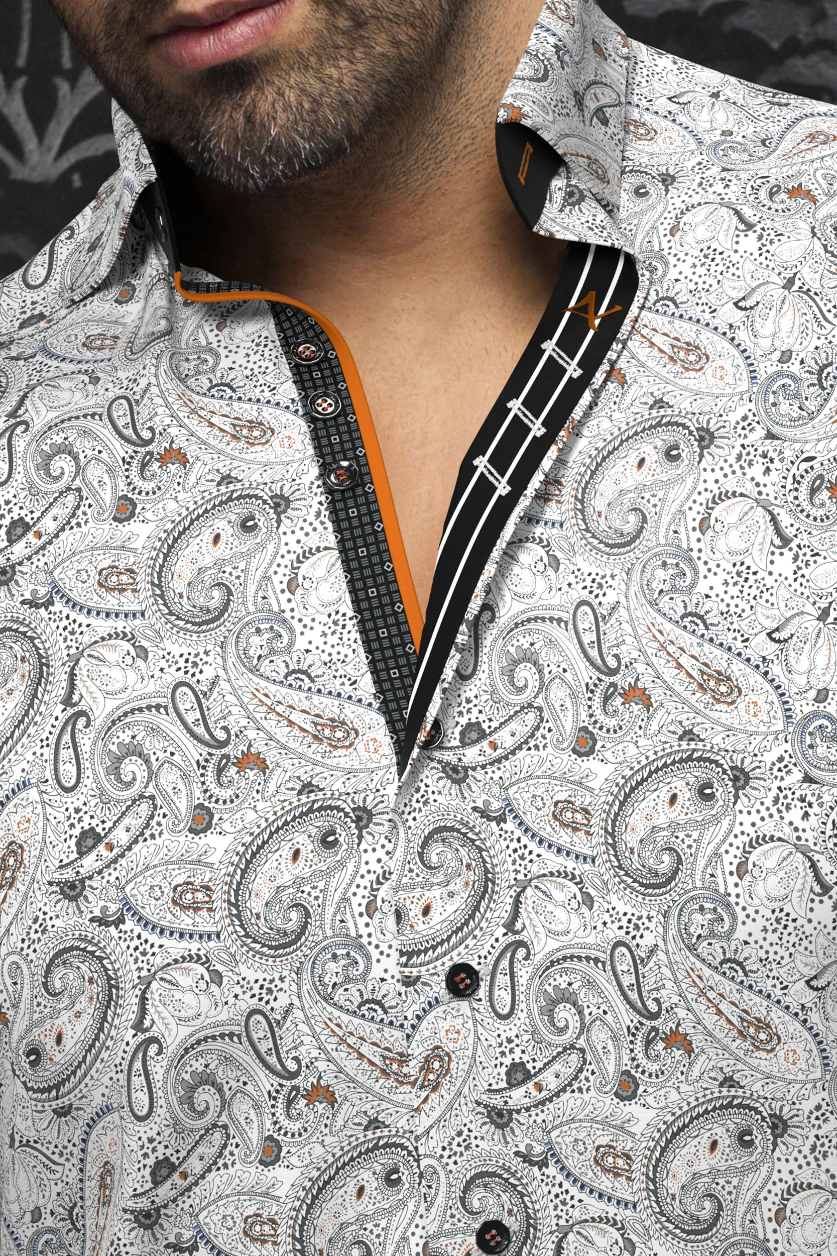 AU NOIR SHIRT- ALTO White/Orange sold by Esco Clothiers product image thumbnail 2