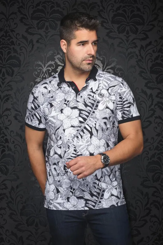 AU NOIR POLO SHIRT- BENNETT Black/White sold by Esco Clothiers