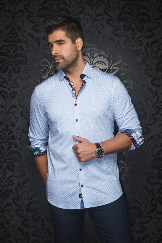 AU NOIR SHIRT- FIERO Light Blue sold by Esco Clothiers