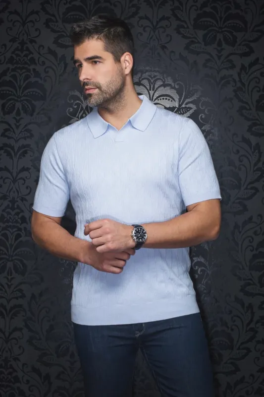 AU NOIR SWEATER POLO- LOWICK Light Blue sold by Esco Clothiers