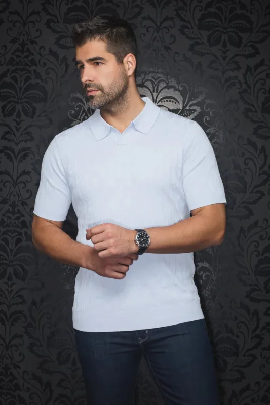 AU NOIR SWEATER POLO- LOWICK White sold by Esco Clothiers