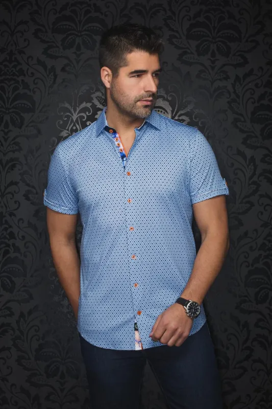 AU NOIR SHORT SLEEVE SHIRT- OSLIN Lt. Blue sold by Esco Clothiers