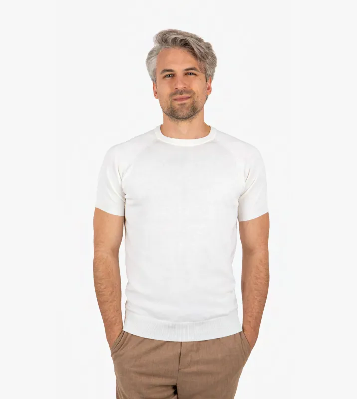 LIAM DANIEL S/S SHIRT- ROUND COLLAR, White sold by Esco Clothiers