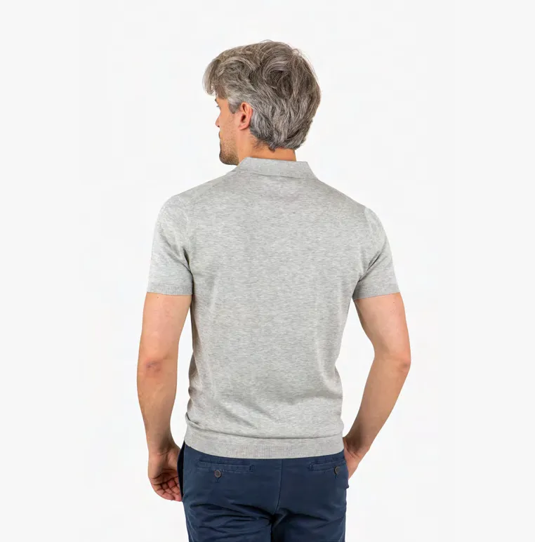 LIAM DANIEL S/S POLO- OPEN V-COLLAR, Grey sold by Esco Clothiers product image thumbnail 2