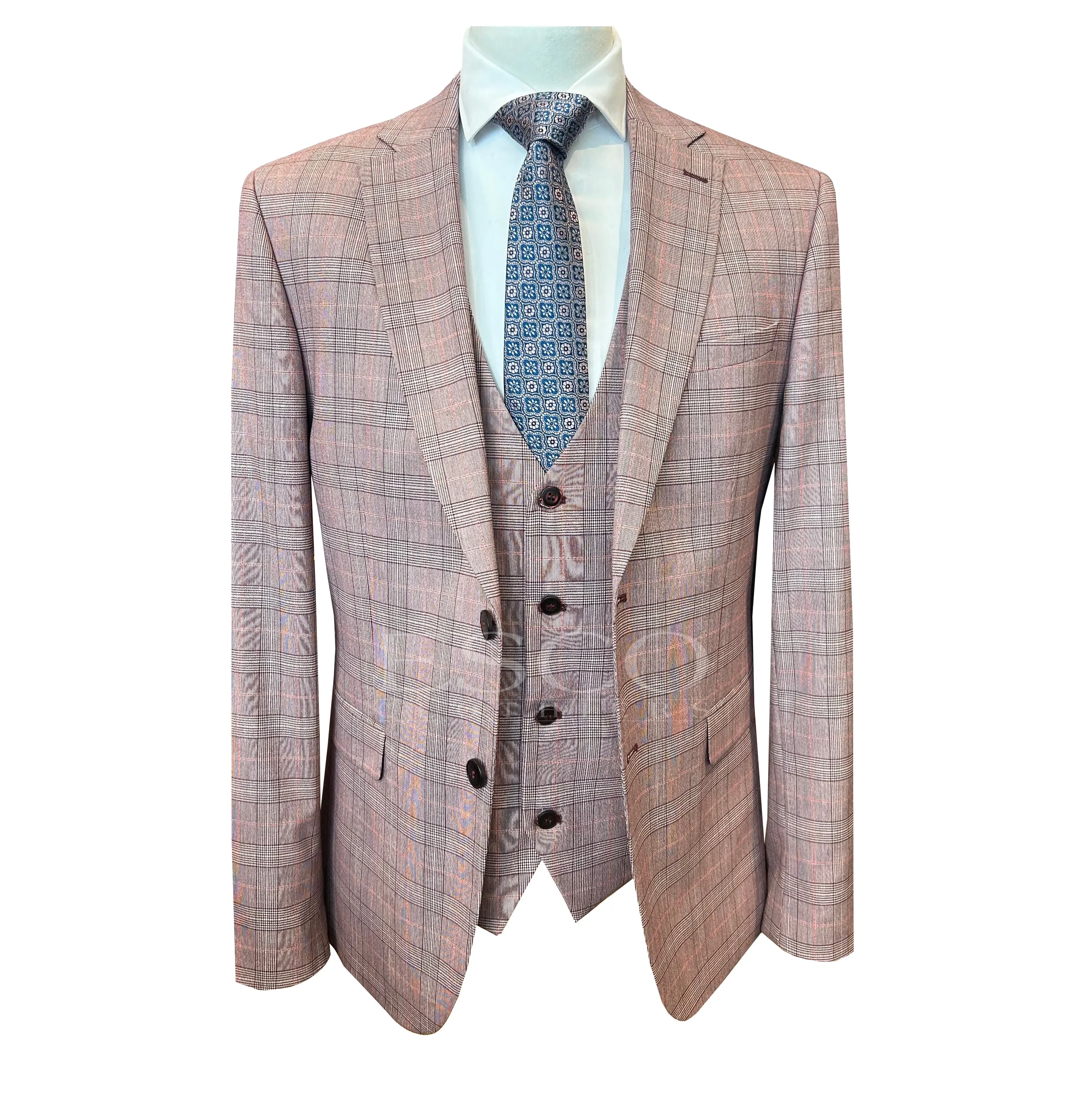 LIAM DANIEL 3 PIECE SUIT- Pink sold by Esco Clothiers