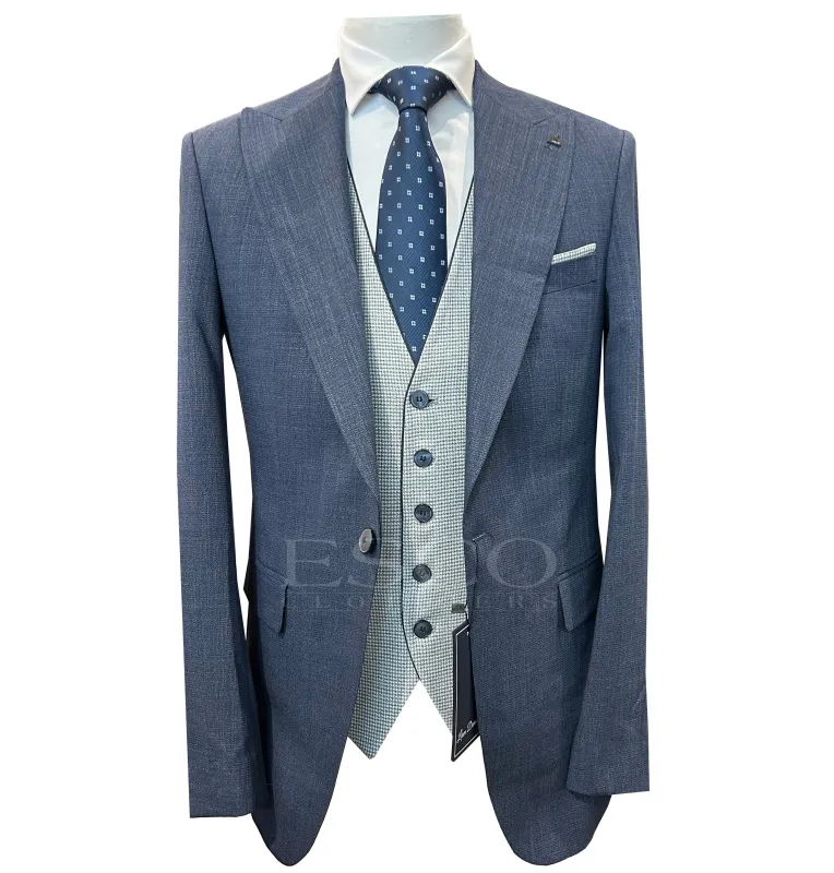 LIAM DANIEL 3 PIECE SUIT- Blue sold by Esco Clothiers