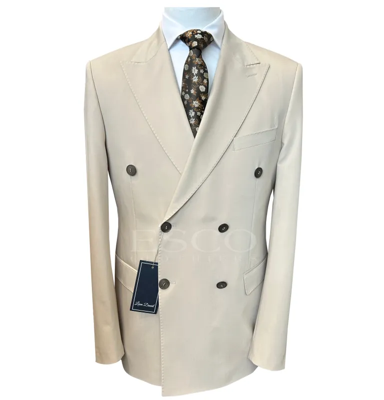 LIAM DANIEL 2 PIECE SUIT- Double Breasted Beige sold by Esco Clothiers