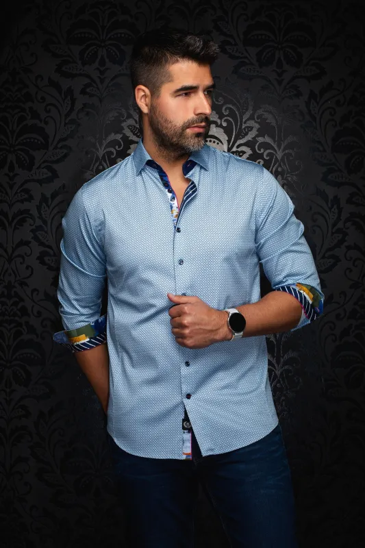 AU NOIR SHIRT- BARRICADE Light Blue sold by Esco Clothiers