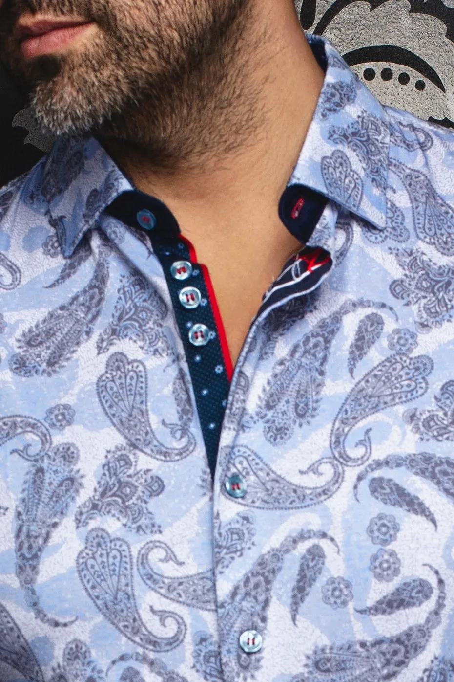 AU NOIR SHIRT- VESPER White/Blue sold by Esco Clothiers product image thumbnail 2