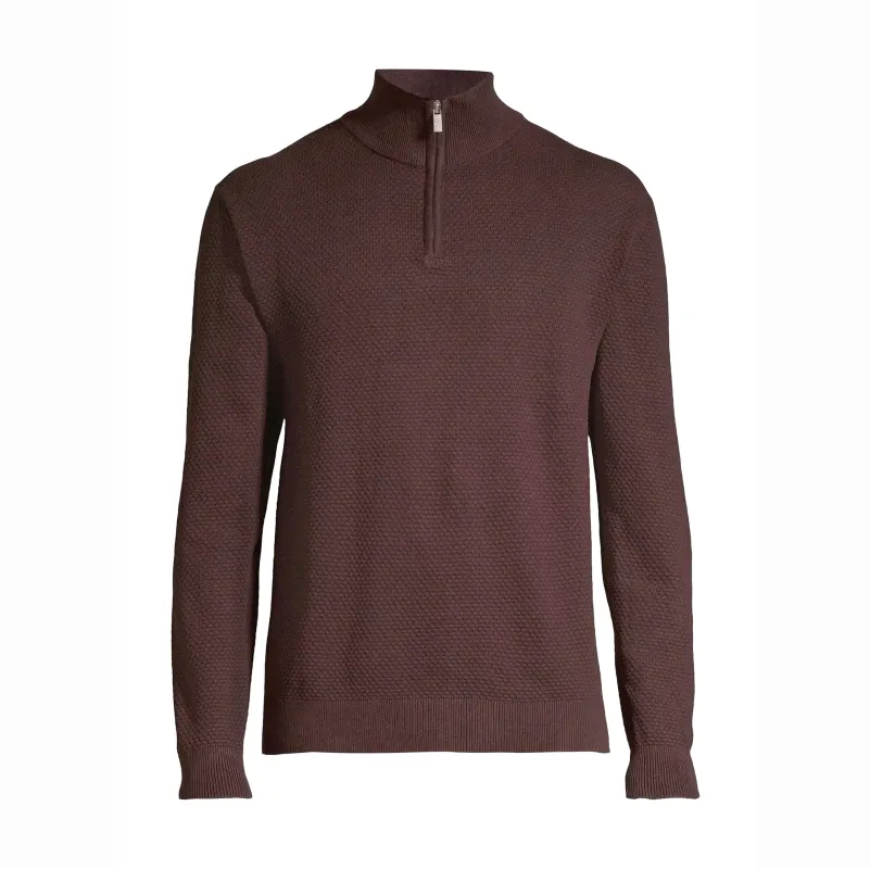 SOUL OF LONDON MOCK ZIP SWEATER- Burgundy sold by Esco Clothiers