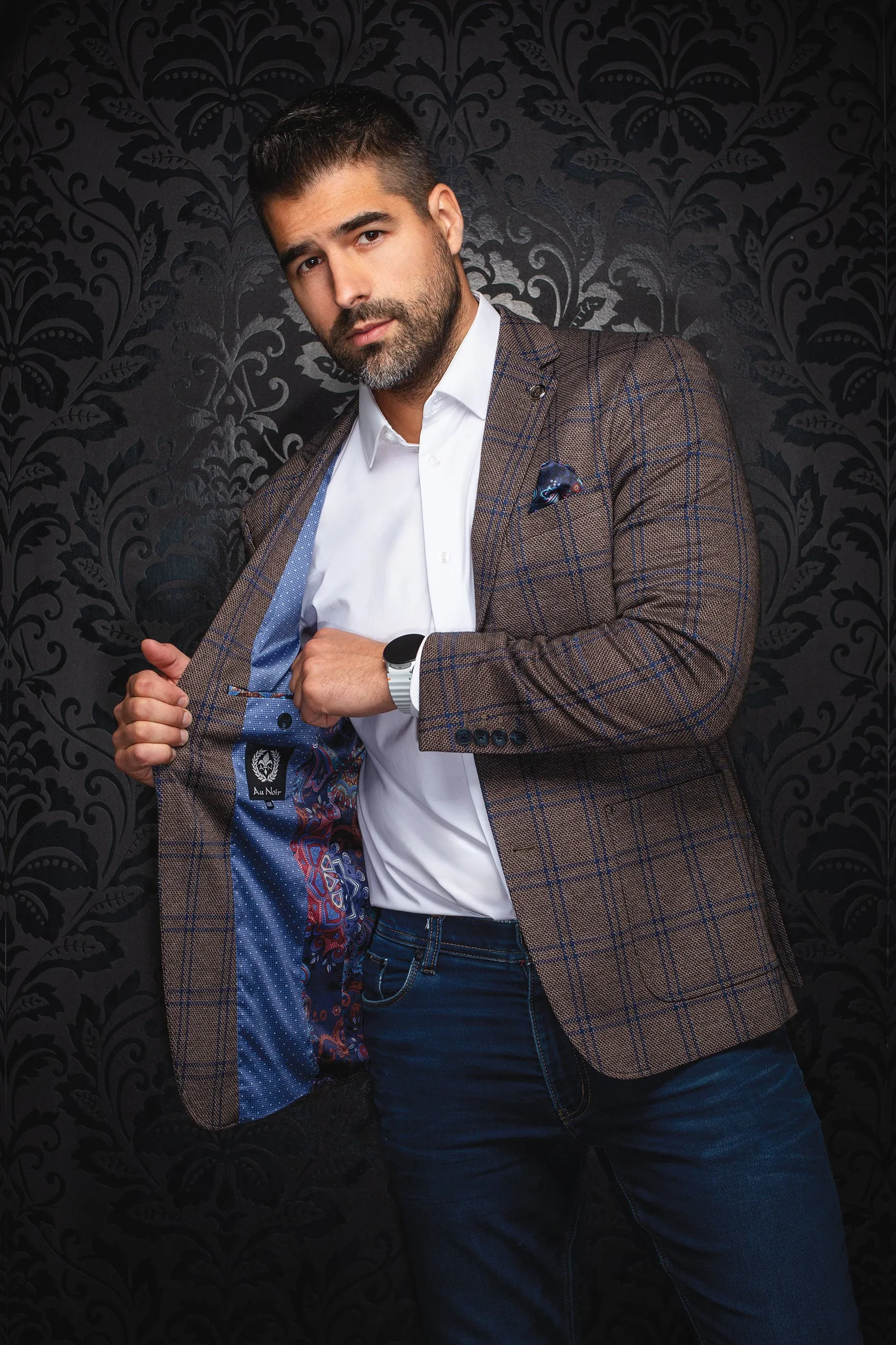 AU NOIR BLAZER- BROSNAN Tobacco sold by Esco Clothiers