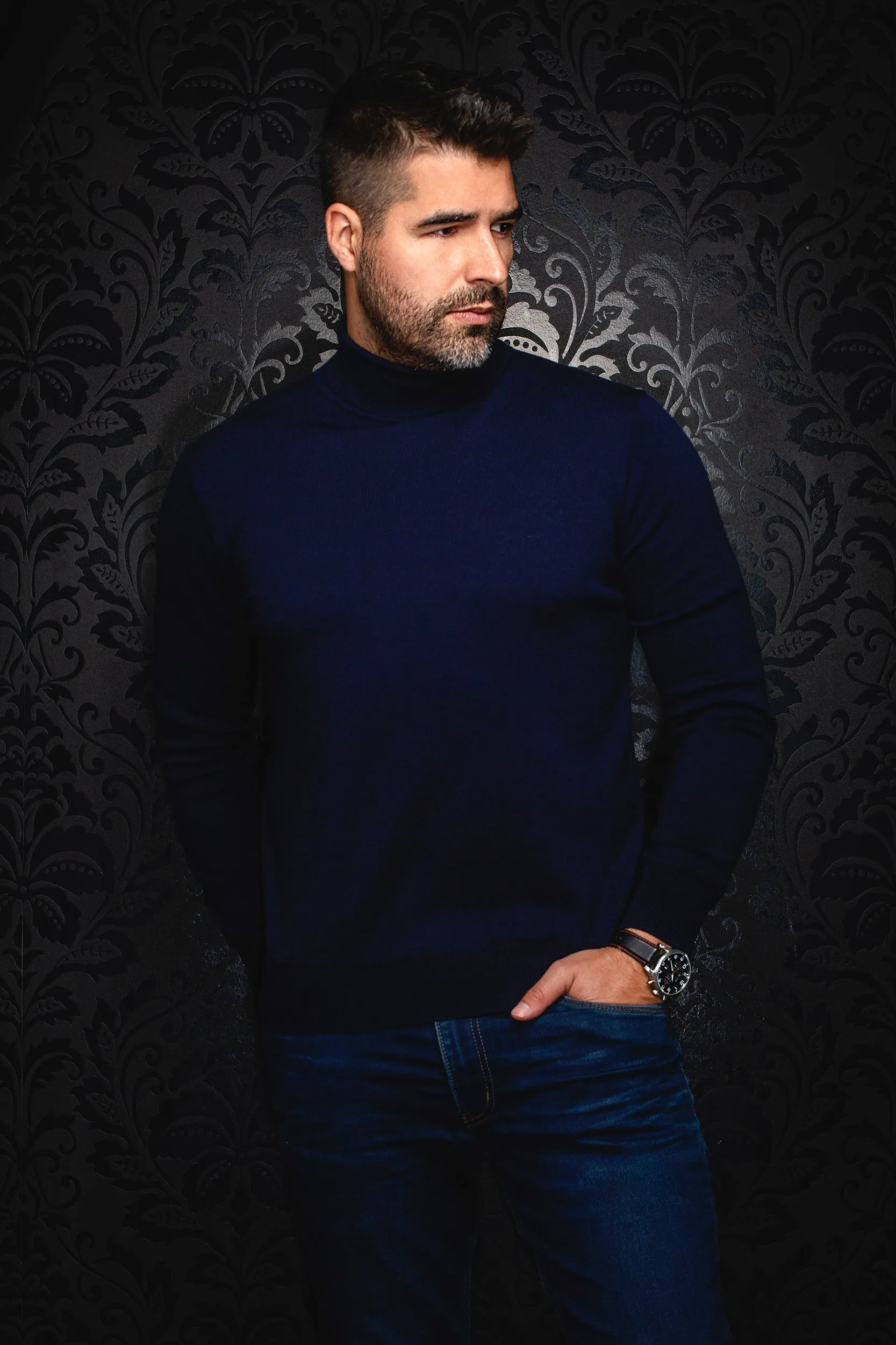 AU NOIR SWEATER- ARKANES Navy sold by Esco Clothiers