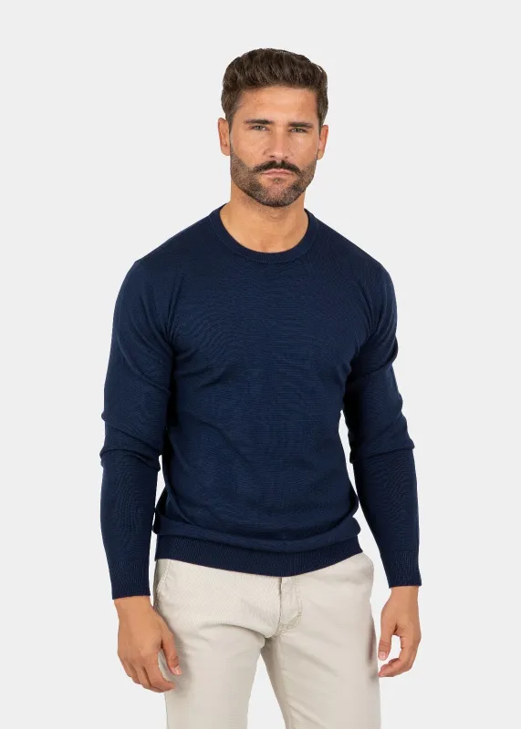 LIAM DANIEL CREW NECK SWEATER- Navy sold by Esco Clothiers