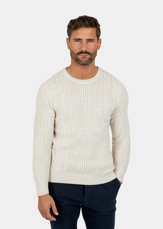 LIAM DANIEL CREW NECK SWEATER- Off-White sold by Esco Clothiers