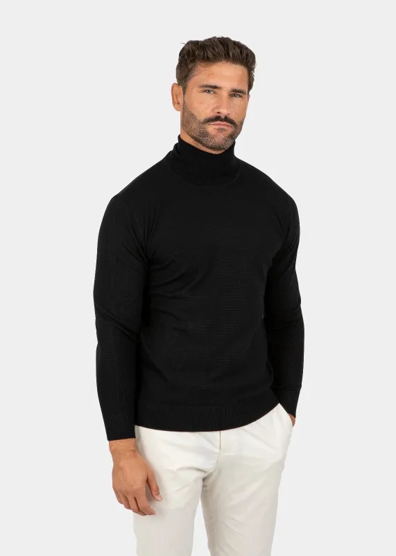 LIAM DANIEL TURTLENECK SWEATER- WOOL Black sold by Esco Clothiers
