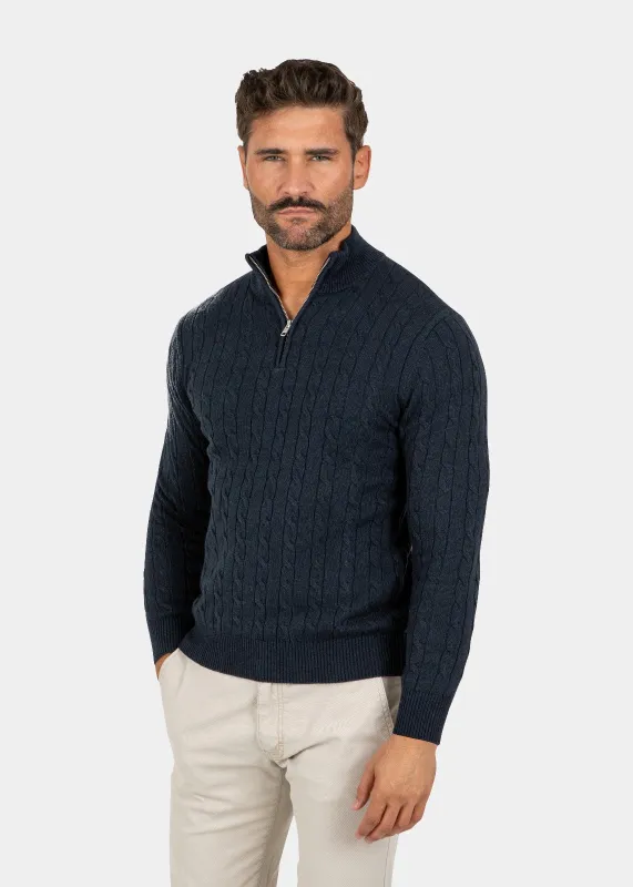 LIAM DANIEL 1/2 ZIP SWEATER- Navy sold by Esco Clothiers
