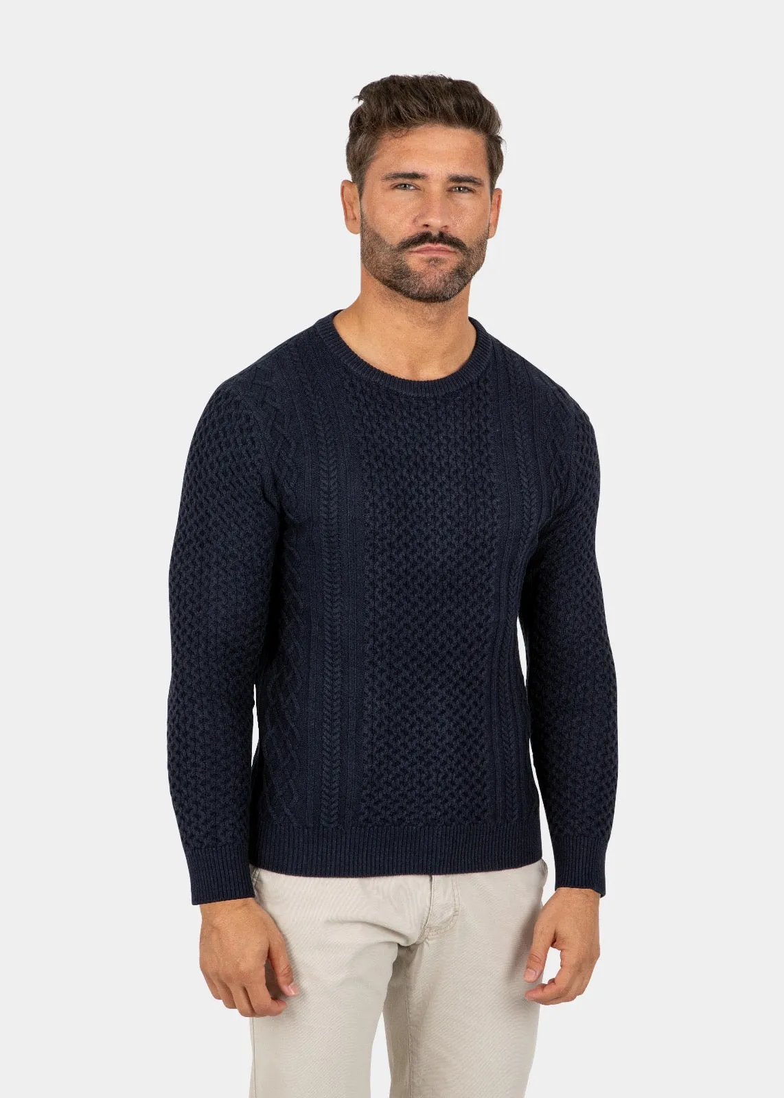 LIAM DANIEL CREW NECK SWEATER- Navy sold by Esco Clothiers