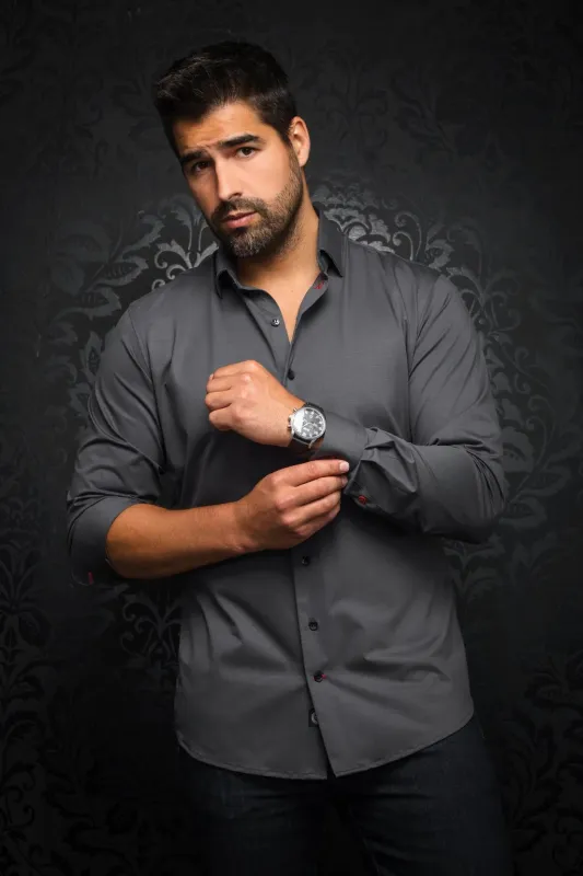 AU NOIR SHIRT- ALEXANDER SLD Dark Grey sold by Esco Clothiers