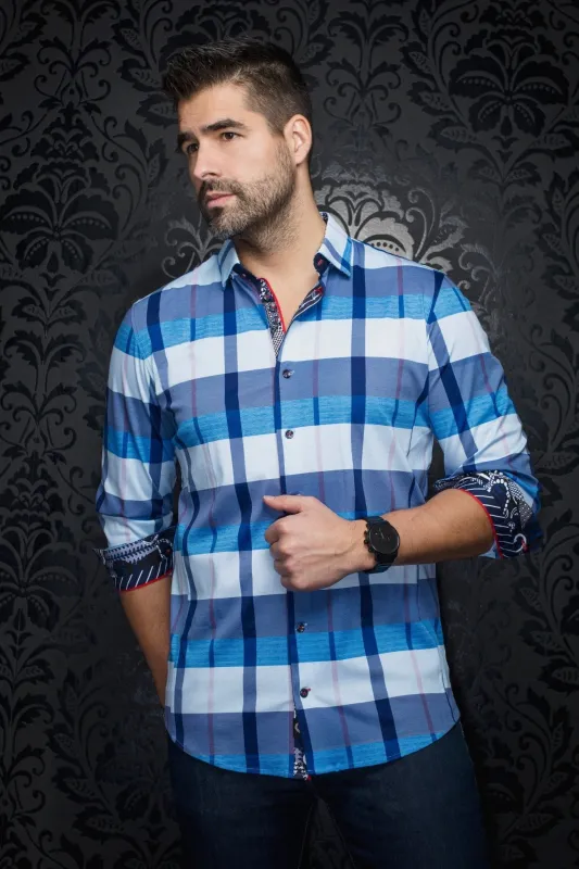 Au Noir Shirt | SCHUMANN, Light Blue sold by Esco Clothiers