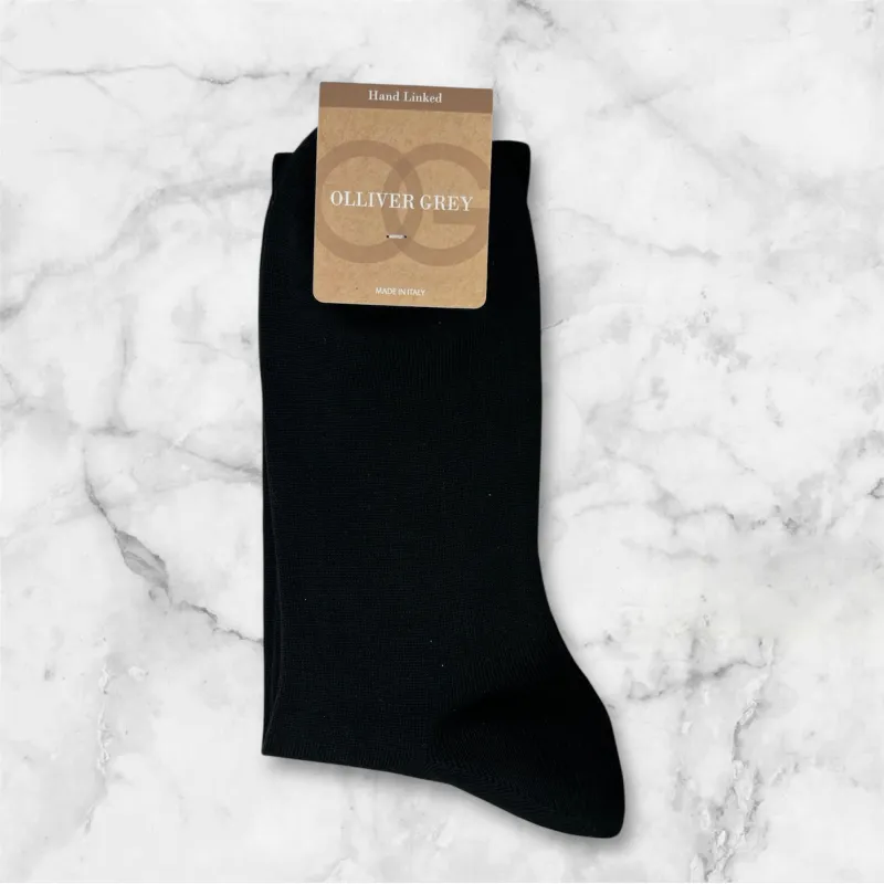 OLLIVER GREY SOCKS- Black sold by Esco Clothiers