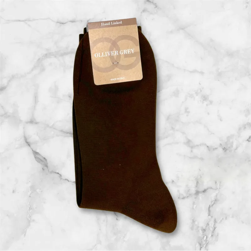 OLLIVER GREY SOCKS- Brown sold by Esco Clothiers