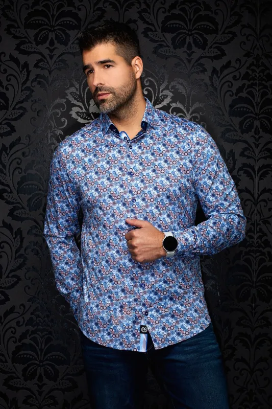 Au Noir Shirt- CLOUDSPIN Blue (Multi) made by Esco Clothiers