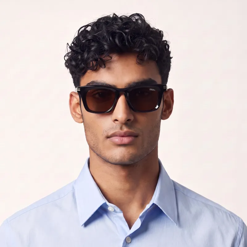 Zegna Sunglasses- Acetate SHINY GREY made by Ermenegildo Zegna