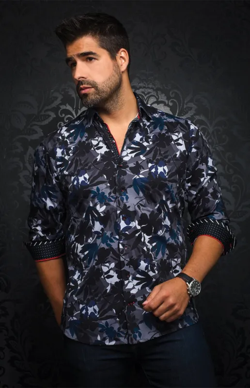 AU NOIR SHIRT | GIODEL, black / blue sold by Esco Clothiers