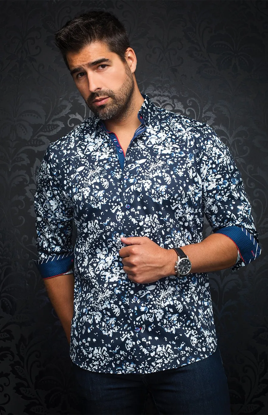AU NOIR SHIRT | KHARMA nuovo, navy sold by Esco Clothiers