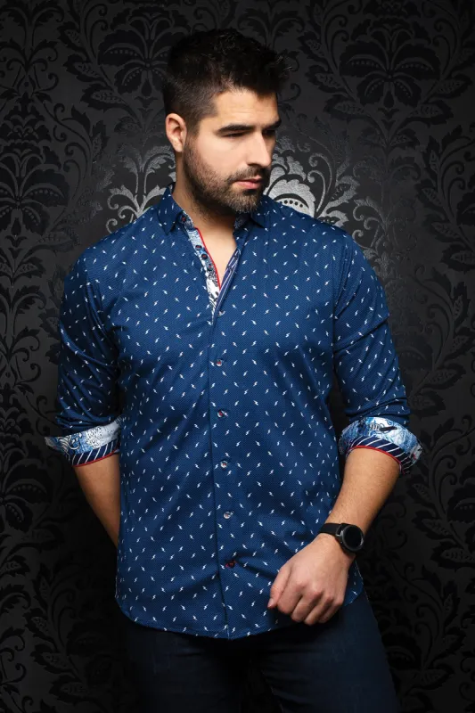 AU NOIR SHIRT- VOLT NAVY sold by Esco Clothiers